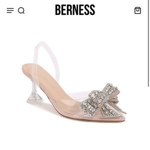 Chic Rhinestone Bow Slingback Heels